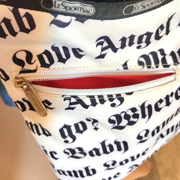 L.A.M.B. LeSportsac Gwen Stefani White Black LOVE ANGEL MUSIC BABY Purse 12"×12" - Picture 16 of 16